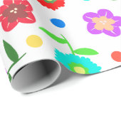 Papier Cadeau Fleurs et Pois (Coin rond)