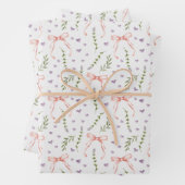 Papier Cadeau Fleurs et Rubans Roses Mariage Baptê (En situation)