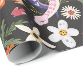 Papier Cadeau Fleurs et serpents papier d'enveloppement (Coin rond)