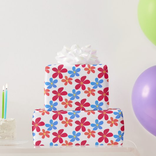 Papier Cadeau Fleurs Faisées Sur Blanc (Cadeaux de fête)