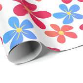 Papier Cadeau Fleurs Faisées Sur Blanc (Coin rond)