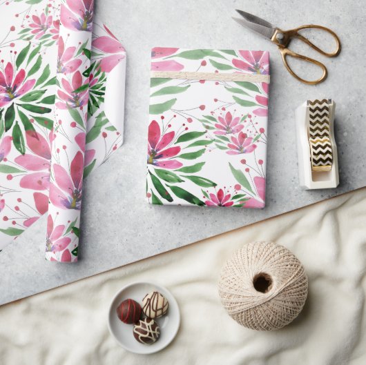 Papier Cadeau Fleurs Fleur Fleur OEuvre originale Aquarelle (Artisanat)