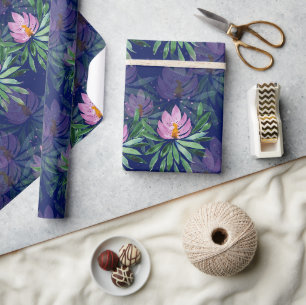 Papier Cadeau Fleurs Fleurissent Art Aquarelle Violette