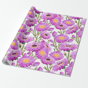 Papier Cadeau Fleurs florales de marguerites de papier violet