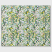 Papier Cadeau Fleurs florales de prés jaunes peints (Plat)