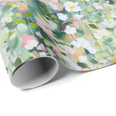 Papier Cadeau Fleurs florales de prés jaunes peints (Coin rond)