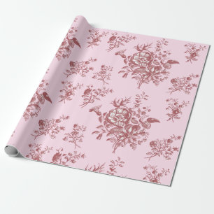 Papier Cadeau Fleurs Florales Roses Élégantes Vintage