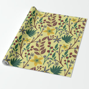 Papier Cadeau Fleurs florales sans coutures motifs, feuilles, br