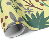 Papier Cadeau Fleurs florales sans coutures motifs, feuilles, br (Coin rond)