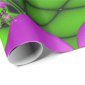 Papier Cadeau Fleurs fractales Abstraites de néon rose vert (Coin rond)