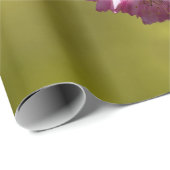 Papier Cadeau Fleurs fraîches de Sakura sur vert (Coin rond)