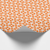 Papier Cadeau Fleurs géométriques blanches sur fond orange (Coin)