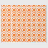 Papier Cadeau Fleurs géométriques blanches sur fond orange (Plat)