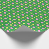 Papier Cadeau Fleurs géométriques rétro en rose et vert (Coin)