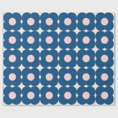 Papier Cadeau Fleurs géométriques rétro mignonnes Motif bleu et  (Plat)
