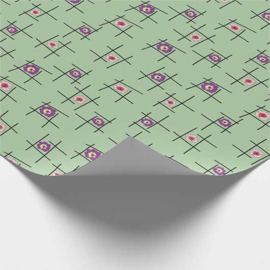 Papier Cadeau Fleurs géométriques violettes tan sur arrière - pl (Coin)