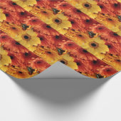 Papier Cadeau Fleurs Gerbera Lumineuses, Jaune Orange, Flora (Coin)