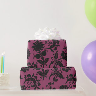 Papier Cadeau Fleurs gothiques roses et noires Motif Halloween