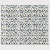 Papier Cadeau "Fleurs Gris et Or (Plat)