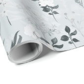 Papier Cadeau Fleurs grises Peinture Botanique (Coin rond)