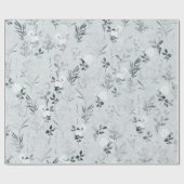 Papier Cadeau Fleurs grises Peinture Botanique (Plat)