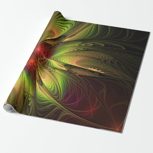 Papier Cadeau Fleurs imaginaires fractales douces et tendres (Déroulé)