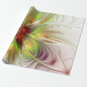 Papier Cadeau Fleurs imaginaires fractales douces et tendres