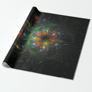 Papier Cadeau Fleurs imaginaires fractales douces et tendres