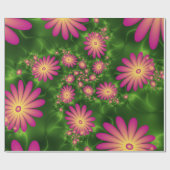 Papier Cadeau Fleurs Imaginaires roses Art Fractal Abstrait mode (Plat)