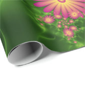 Papier Cadeau Fleurs Imaginaires roses Art Fractal Abstrait mode (Coin rond)