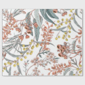 Papier Cadeau Fleurs indigènes australiennes. Noir motif transpa (Plat)