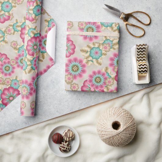Papier Cadeau Fleurs japonaises Abstraites uniques Motif d'art (Artisanat)