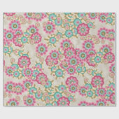 Papier Cadeau Fleurs japonaises Abstraites uniques Motif d'art (Plat)