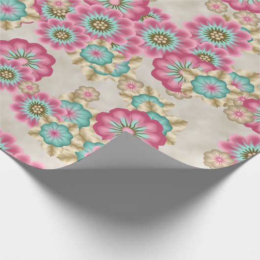 Papier Cadeau Fleurs japonaises Abstraites uniques Motif d'art (Coin)