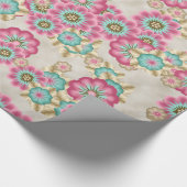 Papier Cadeau Fleurs japonaises Abstraites uniques Motif d'art (Coin)