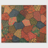 PAPIER CADEAU FLEURS JAPONAISES ANCIENNES, FEUILLES, FLEURS GÉOM (Plat)