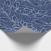 Papier Cadeau Fleurs japonaises blanches et bleues motif (Coin)