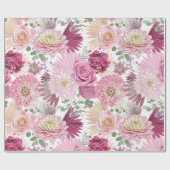 Papier Cadeau Fleurs Jardins Roses Mixtes (Plat)