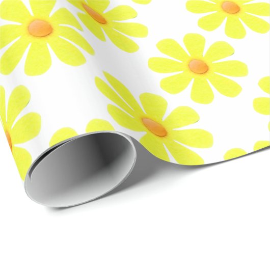 Papier Cadeau Fleurs jaune clair printemps pour toutes les occas (Coin rond)