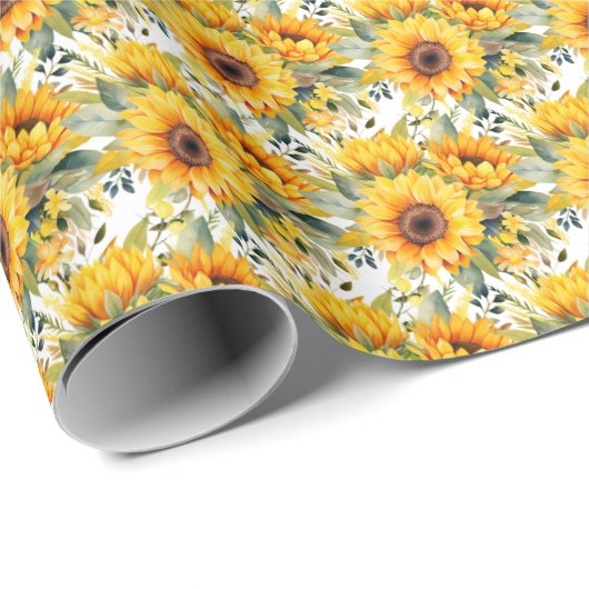 Papier Cadeau Fleurs jaunes (Coin rond)