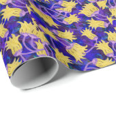 Papier Cadeau Fleurs jaunes : aquarelle arrière - plan foncée (Coin rond)