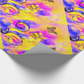 PAPIER CADEAU FLEURS JAUNES, BOUTEILLES D'OR (Coin)