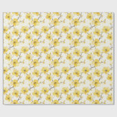 Papier Cadeau Fleurs Jaunes Dorées Mariage (Plat)