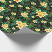 Papier Cadeau Fleurs Jaunes Feuilles Vertes Anniversaire Mariage (Coin)