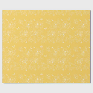 Papier Cadeau Fleurs Jaunes Motif, Floral, Minimaliste