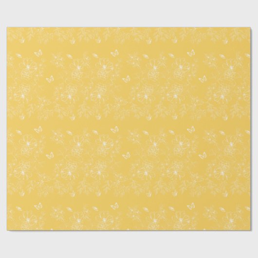 Papier Cadeau Fleurs Jaunes Motif, Floral, Minimaliste (Plat)