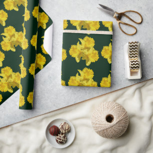 Papier Cadeau Fleurs jonquilles jaunes