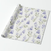 Papier Cadeau Fleurs Lilac élégantes Bleu & Blanc Floral (Déroulé)