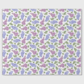 Papier Cadeau Fleurs Lilac et motif feuille (Plat)