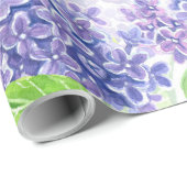 Papier Cadeau Fleurs lilas aquarelles (Coin rond)